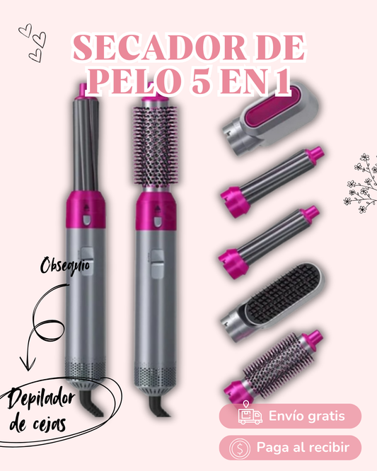 SECADOR DE PELO 5 EN 1, TE OBSEQUIAMOS DEPILADOR DE CEJAS ELÉCTRICO